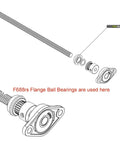 Ten Pack F688RS Flange Ball Bearings With ABEC 7 Precision Rustproof Waterproof Heavy Duty Build For Drive Units Idler XY Joints Providing Smooth Rotation Vibration Control Extending Life Wet Weather For Sick Durability. Exploded view of F688RS flange bearing on threaded shaft.