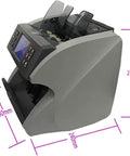 Robust Money Counter Machine With Smooth Antifake Scanner For Fast Mixed Bill Sorting And No Sweat Silent Operation, front view.