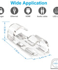 Clear Adhesive Cable Clips Set of 40 Medium Size No Drill Needed, Upgraded Wire Holders dimensions and uses shown