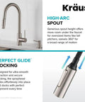Contemporary Oletto Pull-Down Kitchen Faucet With Single Handle In Chrome Finish, high-arc and perfect glide docking features.
