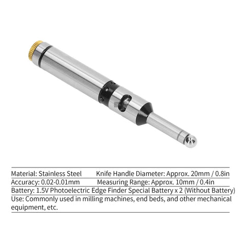 Photoelectric Edge Finder For Milling Machines, Stainless Steel Non Magnetic Centering Rod Detector, High Accuracy 0.01 To 0.02 Millimeters