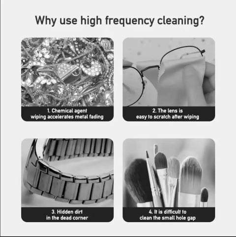 Comparison of cleaning issues resolved by Pro Grade Ultrasonic Jewelry Cleaner For Rings Watches Eyeglasses Coins And Dentures