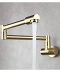 GAZOGJ Faucet, Brass Kitchen Faucet Tap Wall Mount Single Cold Single Hole Mixer Rotate Fold Faucet Chrome,1-I water flowing from spout