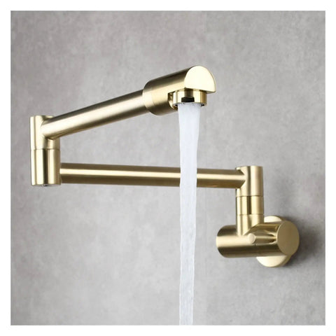 GAZOGJ Faucet, Brass Kitchen Faucet Tap Wall Mount Single Cold Single Hole Mixer Rotate Fold Faucet Chrome,1-I water flowing from spout