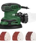 Detail Sander 13000 RPM Palm Sander 1.6A with sanding pads and dust collection box