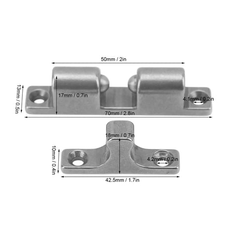 Go To Magnetic Cabinet Tension Catch In Stainless Steel 70mm Roller Latch for doors with dimensions labeled