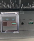 Close-up of 2 Pack PC Power Button Covers, Dustproof Safety Push Button Guards for Computers on power and USB ports.