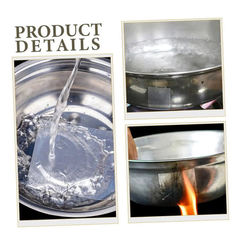 Leak Repair Patch Kit For Pots And Pans, Flame Resistant Tape For Cookware And Household Items, showing aluminum patch on pot surface