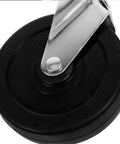 Beefy Heavy Duty Adjustable Gate Wheel with Rubber Caster and Iron Plate, close-up of wheel showing smooth finish and sturdy design.