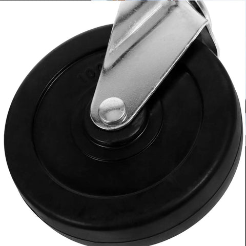 Beefy Heavy Duty Adjustable Gate Wheel with Rubber Caster and Iron Plate, close-up of wheel showing smooth finish and sturdy design.