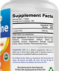 Top Shelf L Lysine 1000 Mg Tablets For Cold Sores And Immune Support 180 Count bottle showing supplement facts and ingredients.