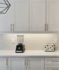 Champagne Bronze Cabinet Pulls 10 Pack, 7.5 Inch Hole Center Kitchen Handles For Cabinets displayed on white kitchen cabinetry.