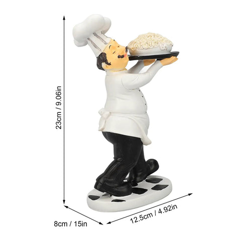 Tiny 8Cm Chef Statue Ornament For Kitchen And Office Decor Lightweight 3D Cartoon Dining Table Figurine Cute Cooking Craft Bust For Home Desk Or Shelf Accent