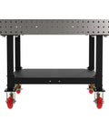 Shop Tough Mobile Welding Table 48 Inch Heavy Duty Work Bench featuring precision hole grid and smooth rolling locking casters.