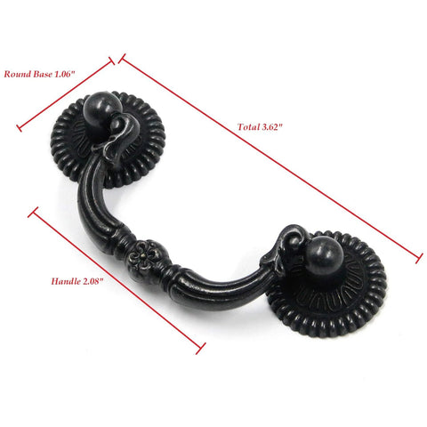 Four Pieces Bail Pull Handles Antique Vintage Hardware For Furniture Cabinets Drawers And Dressers Black Zinc Alloy 95x45mm