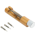 Heavy Duty Metal Watch Link Remover Tool With Micro Adjustment Slider For 14-26mm Stainless Steel Bands Gold Tone Strap Adjuster Kit Includes 3 Extra Pins And Spring Bar Tool For Easy Home Or Travel Repairs.