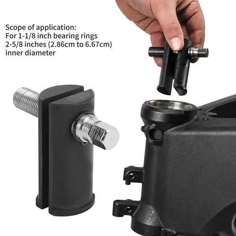 Steering Neck Bearing Race Puller For Motorcycles 1 1/8 To 2 5/8 Inch Inner Diameter Autocycle Extractor Kit tool in use