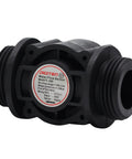 Water Flow Hall Effect Sensor Switch And Flow Meter 1-60 L/min, 5-18V DC, Square Pulse Output, black, side view.