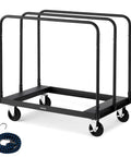 Beefy Heavy Duty Folding Table Cart with 1800 lb Load Capacity, steel frame on 5 inch swivel casters, strap included.