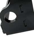 Close-up of X Change Quick Hitch Coupler for Mini Excavators, black steel attachment, heavy duty bracket for Bobcat E Series buckets.