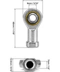8mm Rod End Bearing Set 10 Pcs M8x1.25 Female Right Hand Thread Self Lubricating Articulated Bearings With Bronze Seat Ring And Hardened Chrome Plated Ball Built Tough For Linkages, 8mm bore and 48mm length