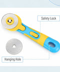 45mm Rotary Cutter Kit With One Extra Blade, Ergonomic Handle, A Real Workhorse With Ultra Sharp Steel Blades For Precise Fabric, Scrapbooking And Craft Cutting, Easy Grip, Smooth Cuts, Great For Quilting And DIY Projects, with safety lock and hanging hole
