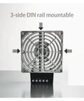 Compact Cast Aluminum Electric Air Heater With Industrial Distribution Box 100 To 200 Watt 220 Volt High Performance Cartridge Shop Grade Workhorse mounted on DIN rail.