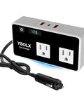 300 Watt Car Power Inverter Converts 12 Volt Dc To 110 Volt Ac Featuring Dual Usa Outlets And Four Fast Usb Ports with display and plug