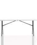 Six Foot Fold In Half Blow Molded Folding Table For Indoor And Outdoor Use With Comfort Handle Lightweight Plastic Top All Weather Ready