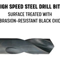 DWDRSD Series Go-To One And One Half Inch Reduced Shank High Speed Steel Drill Bit With One Half Inch Shank, Black Oxide Finish