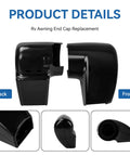RV Awning End Cap Replacement Kit Compatible With Altitude And Compass Arm Hardware R001931006, shown front and back view.