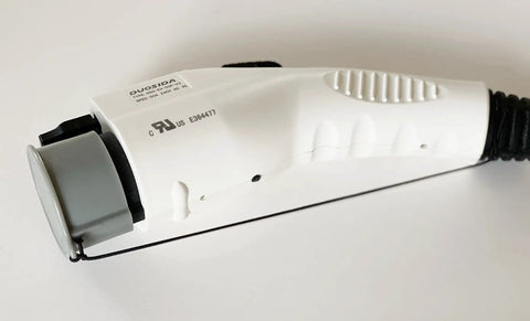 Close-up of Heavy Duty J1772 Electric Charge Plug Sleeve With Durable Dust And Dirt Guard For Tesla Charging Cord.