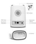 Back view of Wireless Dual-Lens 2K Outdoor Security Camera System with ports labeled, featuring HDMI, USB, and more for home surveillance
