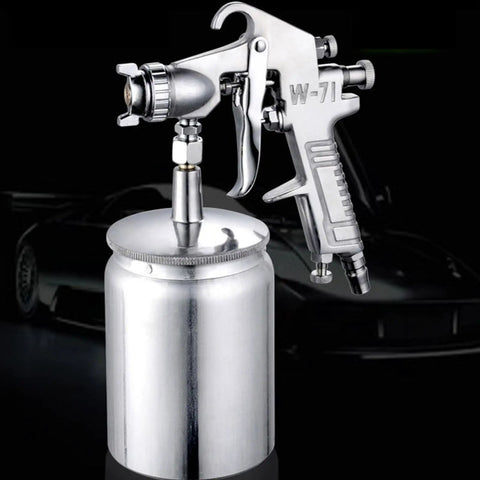 Badass Pneumatic Spray Gun With One Point Five Mm Nozzle W Seven One Model for auto paint and furniture finishing with a silver body.