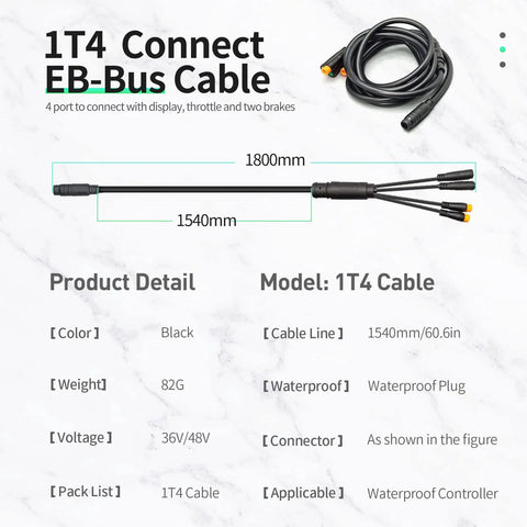 Electric Bike Waterproof 8 Pin 1T4 1T5 Cable Controller Kit With Light E Brake Throttle Display And Conversion Cable For E Bike Upgrades And DIY Projects
