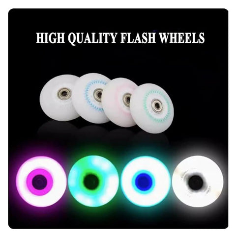 Inline Skate Wheels 76mm White Replacement Wheels for Indoor Outdoor Use With High Speed Bearings, glowing color effects