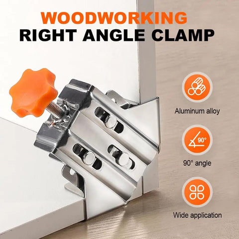 Pro Grade Stainless Steel Right Angle Clamp Set For Woodworking 90 Degree Corner Clamp with orange knob detail