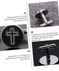 Cross Cufflinks For Men Black Titanium Steel Dress Accessories Durable Shirt Buttons For Business And Formal Wear Dope Style
