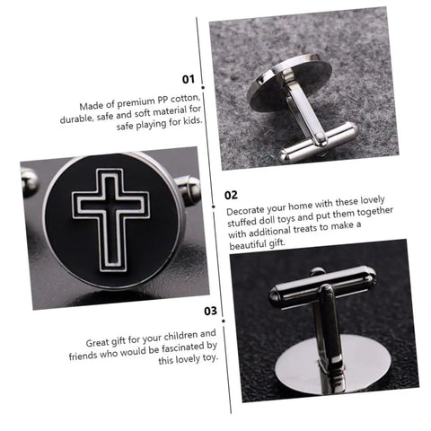 Cross Cufflinks For Men Black Titanium Steel Dress Accessories Durable Shirt Buttons For Business And Formal Wear Dope Style