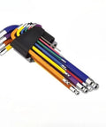 Top Notch Metric Ball End Hex Key Set With Heavy Duty Allen Wrenches For Tough Repairs And Precise Tightening In Hard To Reach Spots Around The Garage Or Shop, colored metal set