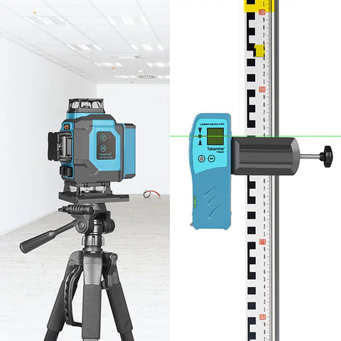 Laser Level Receiver For Red And Green Pulsed Beams With Three Sided Smart LED Displays Adjustable Speaker Two Sided Bubble