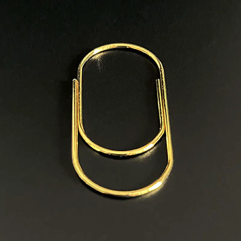 Single gold clip from Giant Gold Paper Clips Pack 50mm Jumbo 1.97 Inch, 50 Count, Smooth Finish Steel Wire Clips, Non Skid Grip For Planners And Invitations