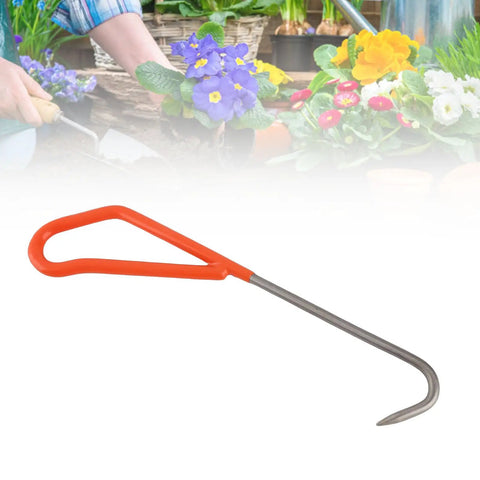 Dope Root Hook Tool for Bonsai Care and Soil Loosening, 8.5 Inch Metal Gardening Tool for Gentle Root Stretcher and Easy Repotting of Potted Plants, Built Tough for Bonsai Enthusiasts. Orange metal root hook for bonsai repotting