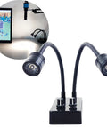 USB Desk Dual Gooseneck LED Microscope Light, A Slick Mini Spot Illuminator For Stereo Microscopes And Cameras, C Mount Lens Ready, Perfect For Repairs Soldering PCB Lab Industrial Video Work, black dual-gooseneck desk light