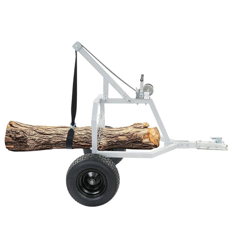 Heavy Duty Log Trailer For Farm Use, Two Wheel Utility Trailer Built Tough With Sturdy Frame And Chain Transports Logs
