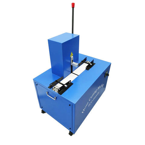 Beast Mode Electric Hose Cutting Machine for 0.2 to 2 Inch Hoses, blue heavy duty hydraulic cutter, side view