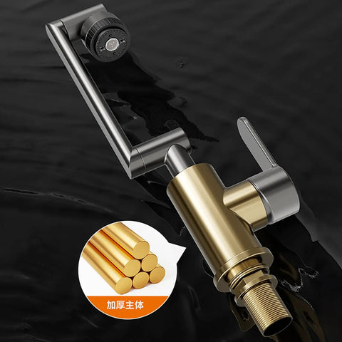 Adjustable 360 ° Swivel Kitchen Faucet with 4m Jet Retractable Robotic Arm Black Finish showcasing a modern metallic faucet design.