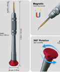 Six Point T6 Magnetic Precision Screwdriver With Rotating Cap For Micro Electronics And Laptop Repairs, S2 Steel Tip, Anti Slip Grip