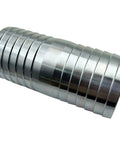 Stainless steel 2-inch hose barb fitting, side view, straight inline barb connector (304 SS)