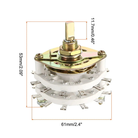 Band Rotary Switch 6P3T 6 Pole 3 Position Dual Deck Rotary Selector For Radio TV And Industrial Control Units 24 Pin Mounting Ready Durable Switch Built For Precision Channel Selection Pro Grade Reliability. 61mm x 53mm metal switch